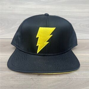 Black Adam DC Comic Snapback Baseball Cap Black Yellow Lighting